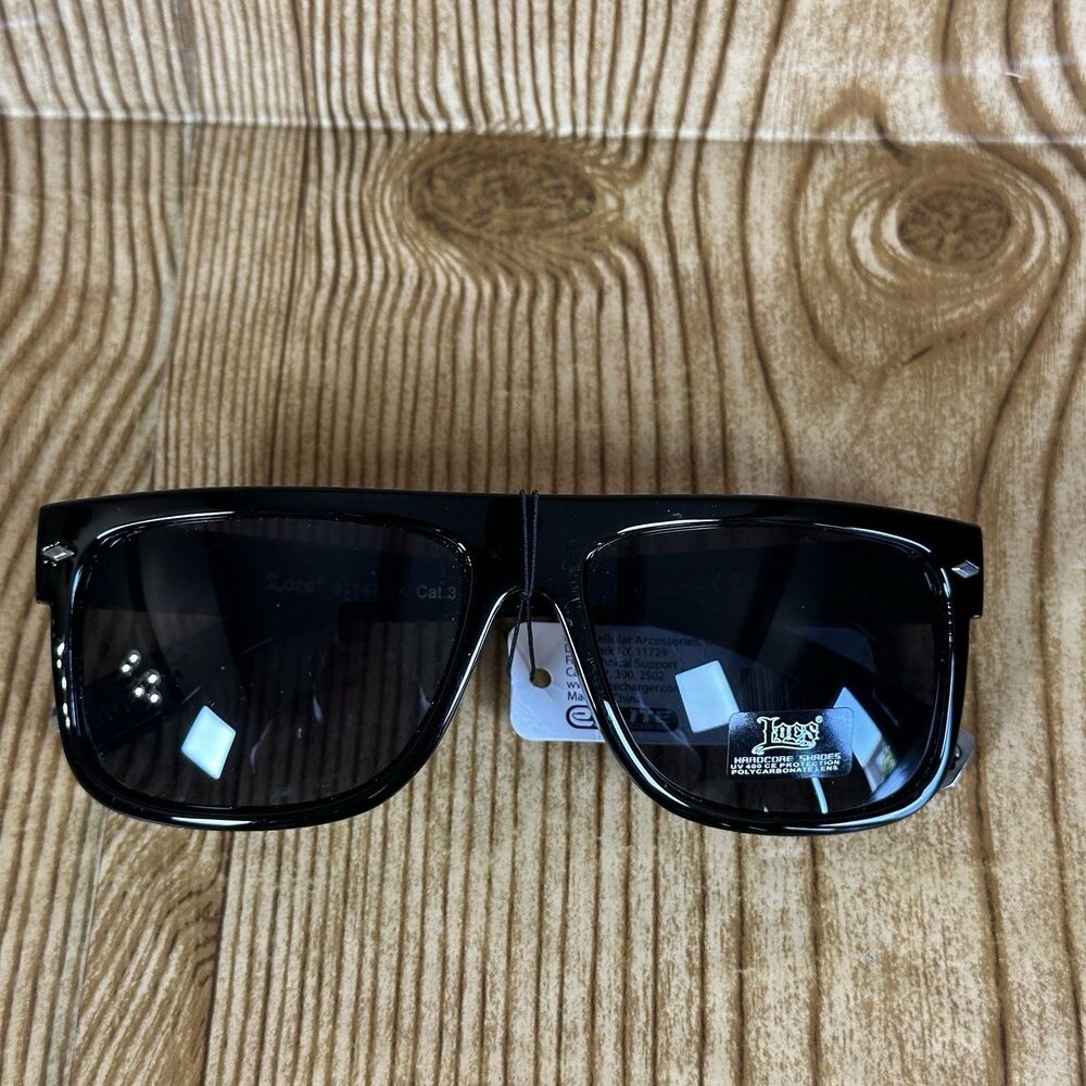 Locs Sunglasses Flat Top‎ Frame Gloss Black Finish UV400 91147-BK Cat. 3 - Picture 3 of 12